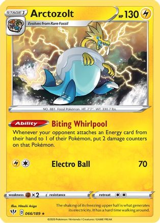 Arctozolt - 066/189  - Reverse Holofoil SWSH03 Darkness Ablaze - Holo Rare