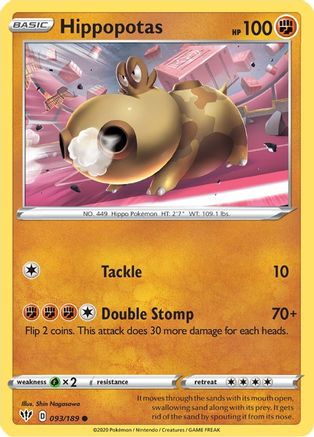 Hippopotas - 093/189  SWSH03 Darkness Ablaze - Common