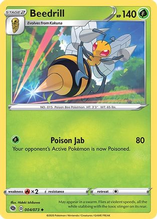 Beedrill - 004/73  - Reverse Holofoil Champions Path - Uncommon