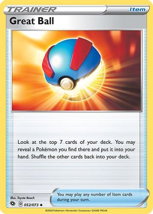 Great Ball - 052/73  - Reverse Holofoil Champions Path - Uncommon