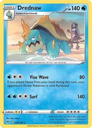 Drednaw - 039/185  - Reverse Holofoil SWSH04 Vivid Voltage - Rare