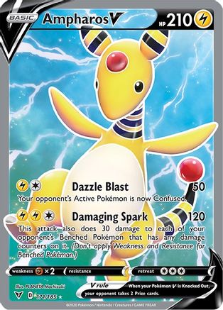 Ampharos V (Full Art) - 171/185  - Holofoil SWSH04 Vivid Voltage - Ultra Rare
