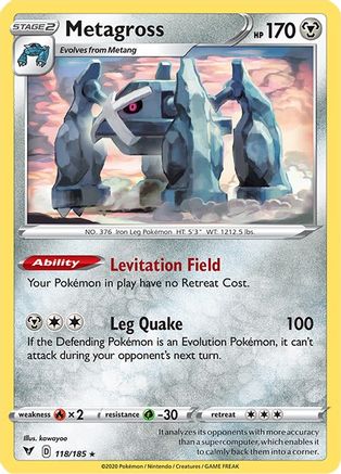 Metagross - 118/185  - Reverse Holofoil SWSH04 Vivid Voltage - Rare