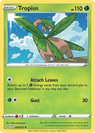 Tropius - 005/072  - Reverse Holofoil Shining Fates - Uncommon
