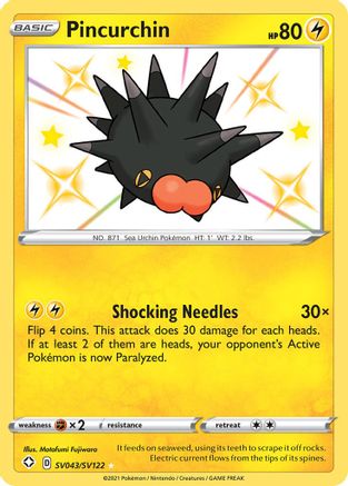 Pincurchin - SV043/SV122  - Holofoil Shining Fates Shiny Vault - Shiny Holo Rare