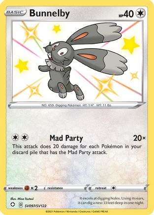 Bunnelby - SV097/SV122  - Holofoil Shining Fates Shiny Vault - Shiny Holo Rare