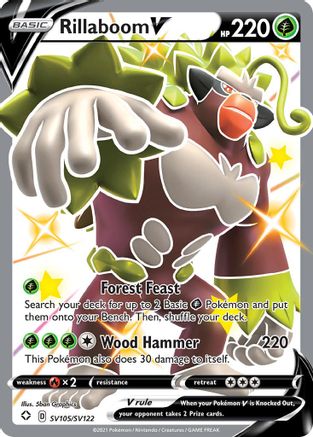 Rillaboom V - SV105/SV122  - Holofoil Shining Fates Shiny Vault - Shiny Holo Rare