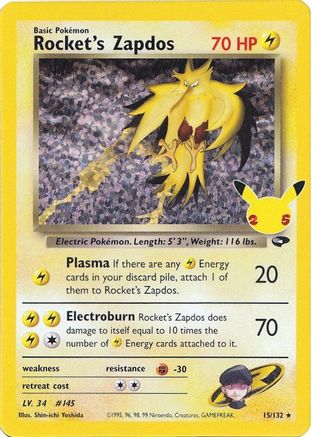 Rocket's Zapdos - 015/132  - Holofoil Celebrations Classic Collection - Classic Collection
