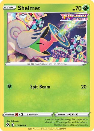 Shelmet - 013/264  - Reverse Holofoil SWSH08 Fusion Strike - Common