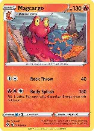 Magcargo - 035/264  - Reverse Holofoil SWSH08 Fusion Strike - Uncommon