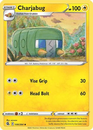 Charjabug - 100/264  - Reverse Holofoil SWSH08 Fusion Strike - Uncommon