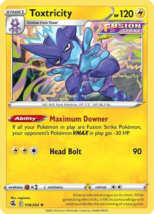 Toxtricity (108) - 108/264  - Reverse Holofoil SWSH08 Fusion Strike - Holo Rare