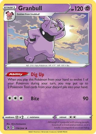 Granbull - 116/264  - Reverse Holofoil SWSH08 Fusion Strike - Rare