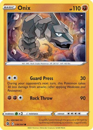 Onix - 138/264  - Reverse Holofoil SWSH08 Fusion Strike - Common