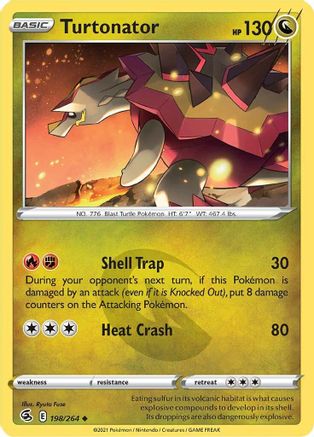 Turtonator - 198/264  - Reverse Holofoil SWSH08 Fusion Strike - Uncommon