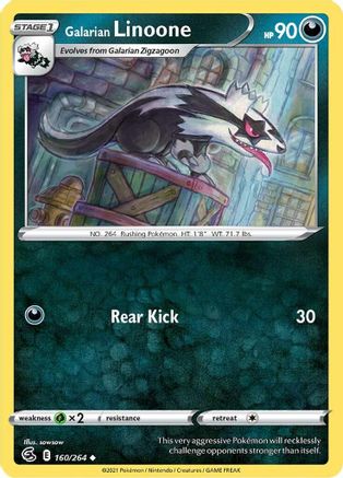 Galarian Linoone - 160/264  SWSH08 Fusion Strike - Uncommon
