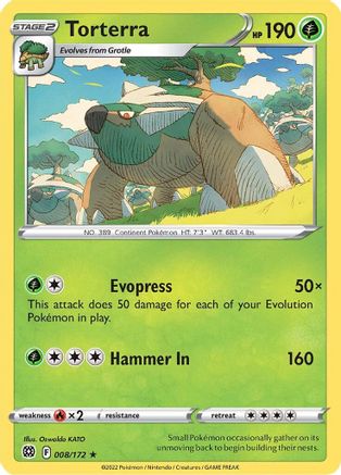 Torterra - 008/172  - Reverse Holofoil SWSH09 Brilliant Stars - Holo Rare
