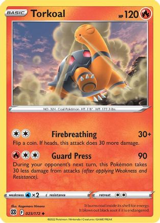 Torkoal - 023/172  - Reverse Holofoil SWSH09 Brilliant Stars - Uncommon
