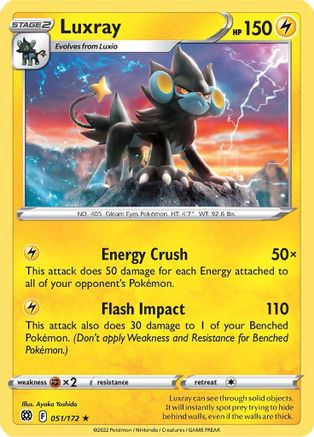 Luxray - 051/172  - Reverse Holofoil SWSH09 Brilliant Stars - Rare