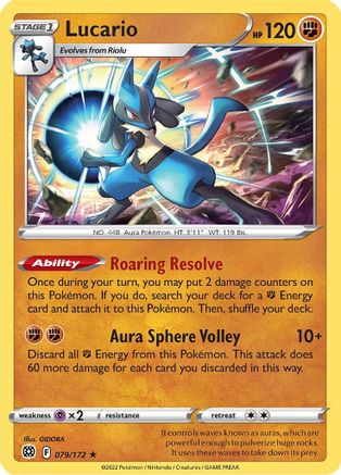 Lucario - 079/172  - Reverse Holofoil SWSH09 Brilliant Stars - Holo Rare