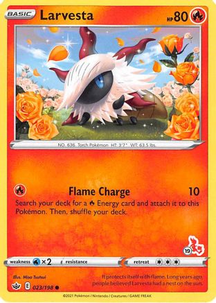 Larvesta (#19 Cinderace Stamped)/198  Battle Academy 2022 - Promo
