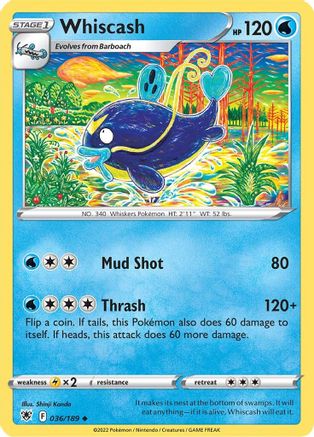 Whiscash - 036/189  - Reverse Holofoil SWSH10 Astral Radiance - Uncommon