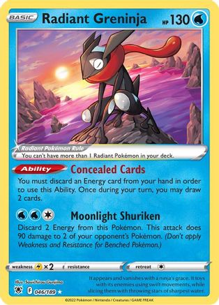 Radiant Greninja - 046/189  - Holofoil SWSH10 Astral Radiance - Radiant Rare