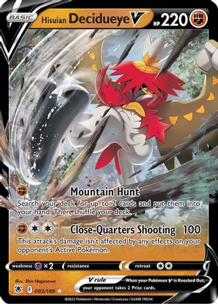Hisuian Decidueye V - 083/189  - Holofoil SWSH10 Astral Radiance - Ultra Rare