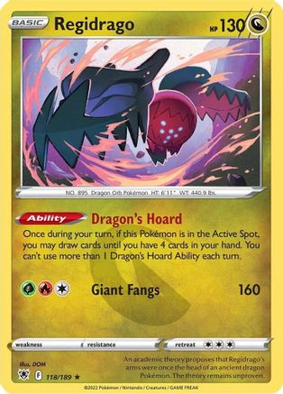 Regidrago - 118/189  - Reverse Holofoil SWSH10 Astral Radiance - Rare