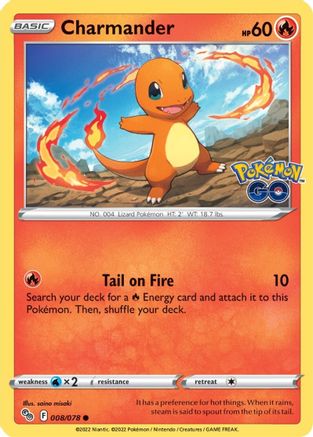 Charmander - 008/078  - Reverse Holofoil Pokemon GO - Common