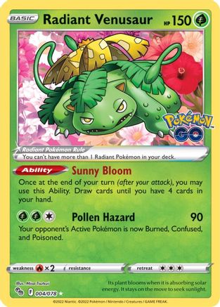 Radiant Venusaur - 004/078  - Holofoil Pokemon GO - Radiant Rare