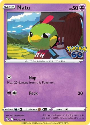Natu - 032/078  - Reverse Holofoil Pokemon GO - Common