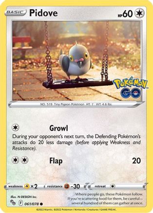 Pidove - 061/078  Pokemon GO - Common