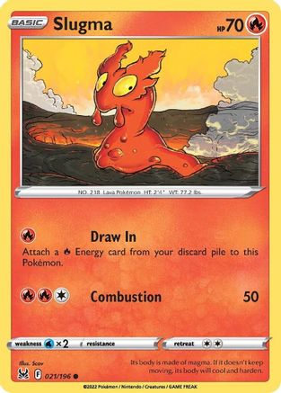 Slugma - 021/196  - Reverse Holofoil SWSH11 Lost Origin - Common