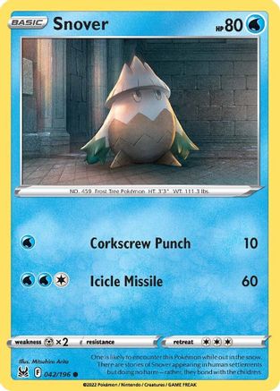 Snover - 042/196  - Reverse Holofoil SWSH11 Lost Origin - Common