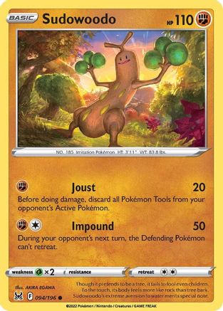 Sudowoodo - 094/196  - Reverse Holofoil SWSH11 Lost Origin - Common