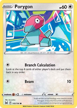 Porygon - 140/196  - Reverse Holofoil SWSH11 Lost Origin - Common