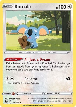 Komala - 149/196  - Reverse Holofoil SWSH11 Lost Origin - Uncommon