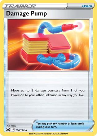 Damage Pump - 156/196  - Reverse Holofoil SWSH11 Lost Origin - Uncommon