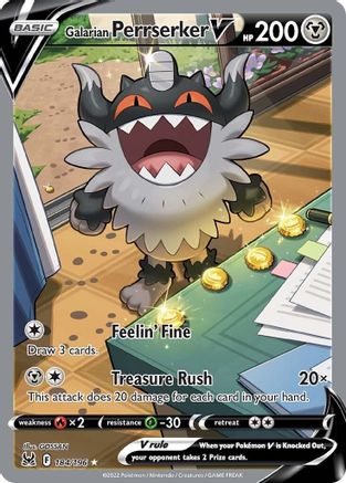 Galarian Perrserker V (Alternate Full Art) - 184/196  - Holofoil SWSH11 Lost Origin - Ultra Rare