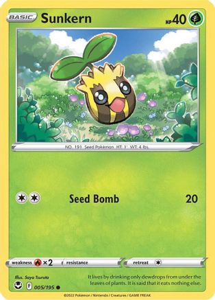 Sunkern - 005/195  - Reverse Holofoil SWSH12 Silver Tempest - Common