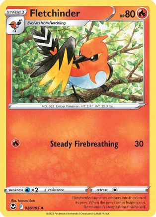 Fletchinder - 028/195  SWSH12 Silver Tempest - Uncommon