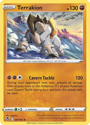 Terrakion - 097/195  - Holofoil SWSH12 Silver Tempest - Holo Rare