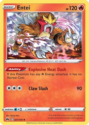 Entei - 021/159  - Holofoil SWSH Crown Zenith - Holo Rare