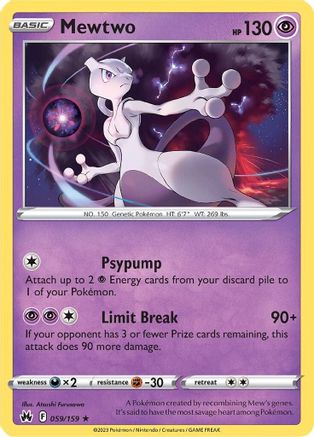 Mewtwo - 059/159  - Reverse Holofoil SWSH Crown Zenith - Holo Rare
