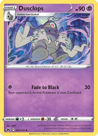 Dusclops - 063/159  - Reverse Holofoil SWSH Crown Zenith - Uncommon
