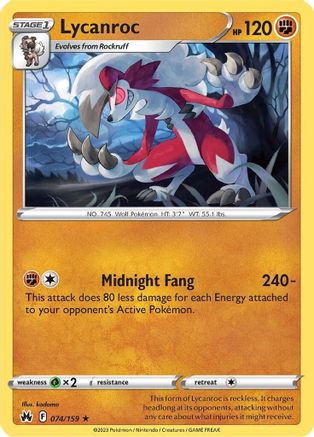 Lycanroc - 074/159  SWSH Crown Zenith - Rare