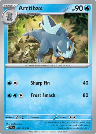 Arctibax - 059/193  - Reverse Holofoil SV02 Paldea Evolved - Uncommon