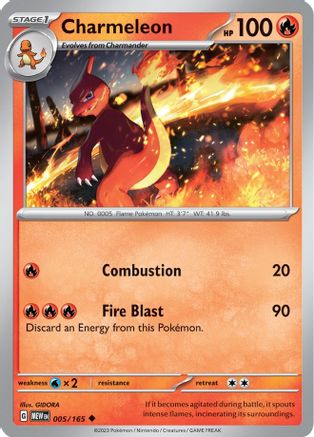 Charmeleon - 005/165  - Reverse Holofoil SV Scarlet & Violet 151 - Uncommon