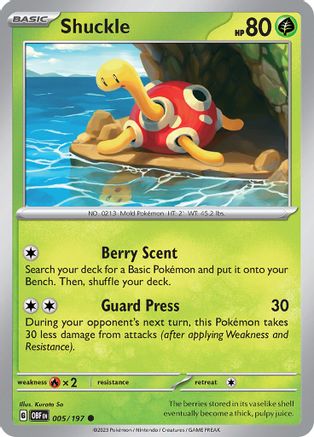 Shuckle - 005/197  - Reverse Holofoil SV03 Obsidian Flames - Common